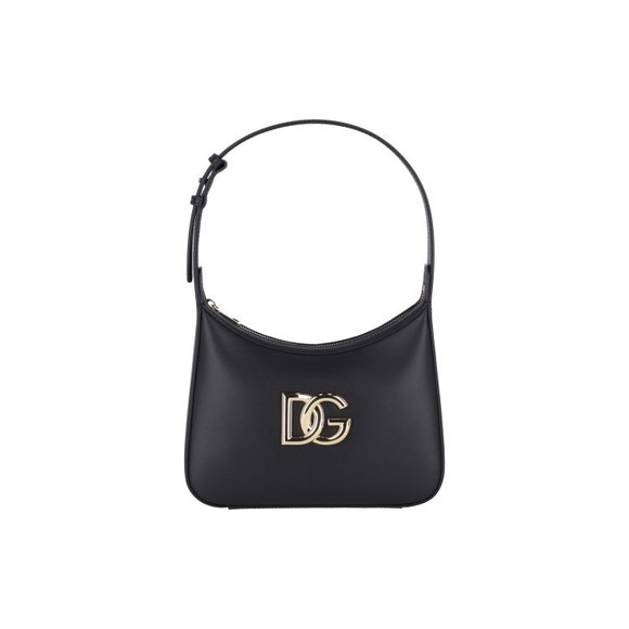 Dolce & Gabbana Curved Black Bag With Gold Logo Accents - NWT - Picture 1 of 5